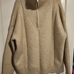 Skies Are Blue Curvy Ribbed Knit Sweater in Cream